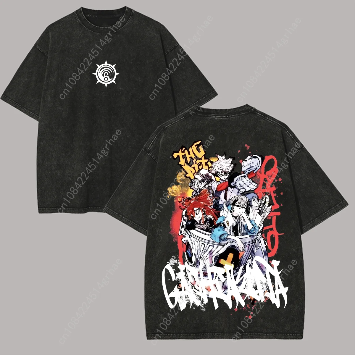 Gachiakuta Printed Unisex Washed T-Shirt Overszied Y2k Men Women Anime Manga Gacahiakuta Cleaners Streetwear Female Male Clothes