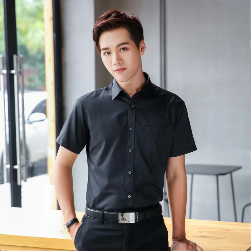 Fashion Solid Color Short Sleeve Business Shirt Custom Brand Logo Casual Men\'s Professional Shirt Print Embroidery Design S-7XL