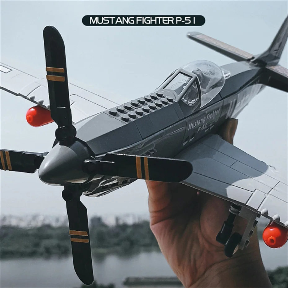 

Classic WW2 Aircraft Toys 258pcs US Air Force P-51 MUSTANG Fighter Building Blocks MOC Bricks Construction Toys Christmas Gifts