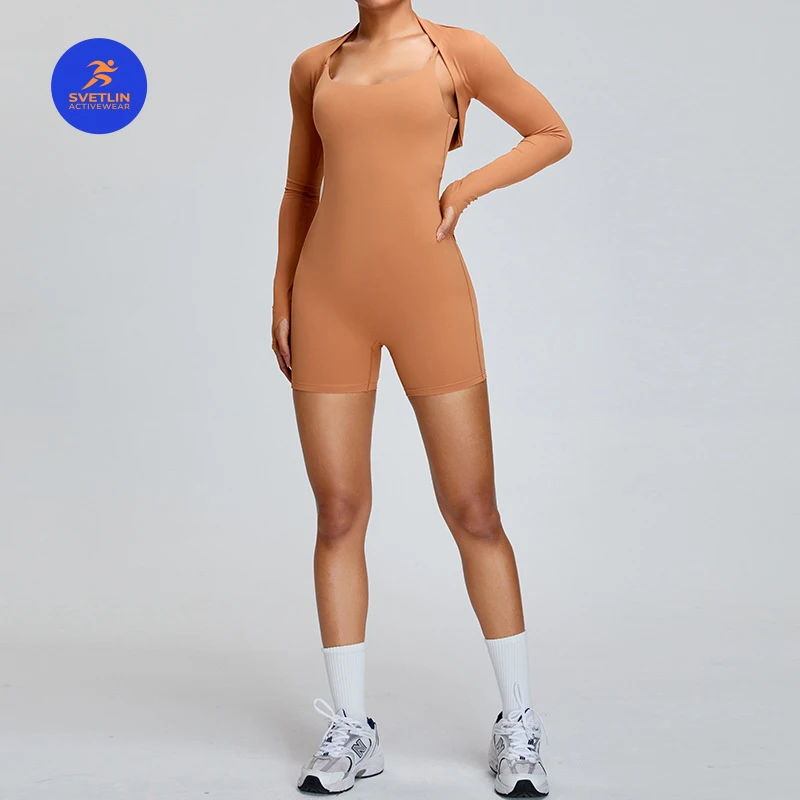 SVETLIN EU US Size Top Quality New Naked Feel Yoga Jumpsuit Set Women Stylish Sports Shawl Strap Integrated Fitness Outfit Two