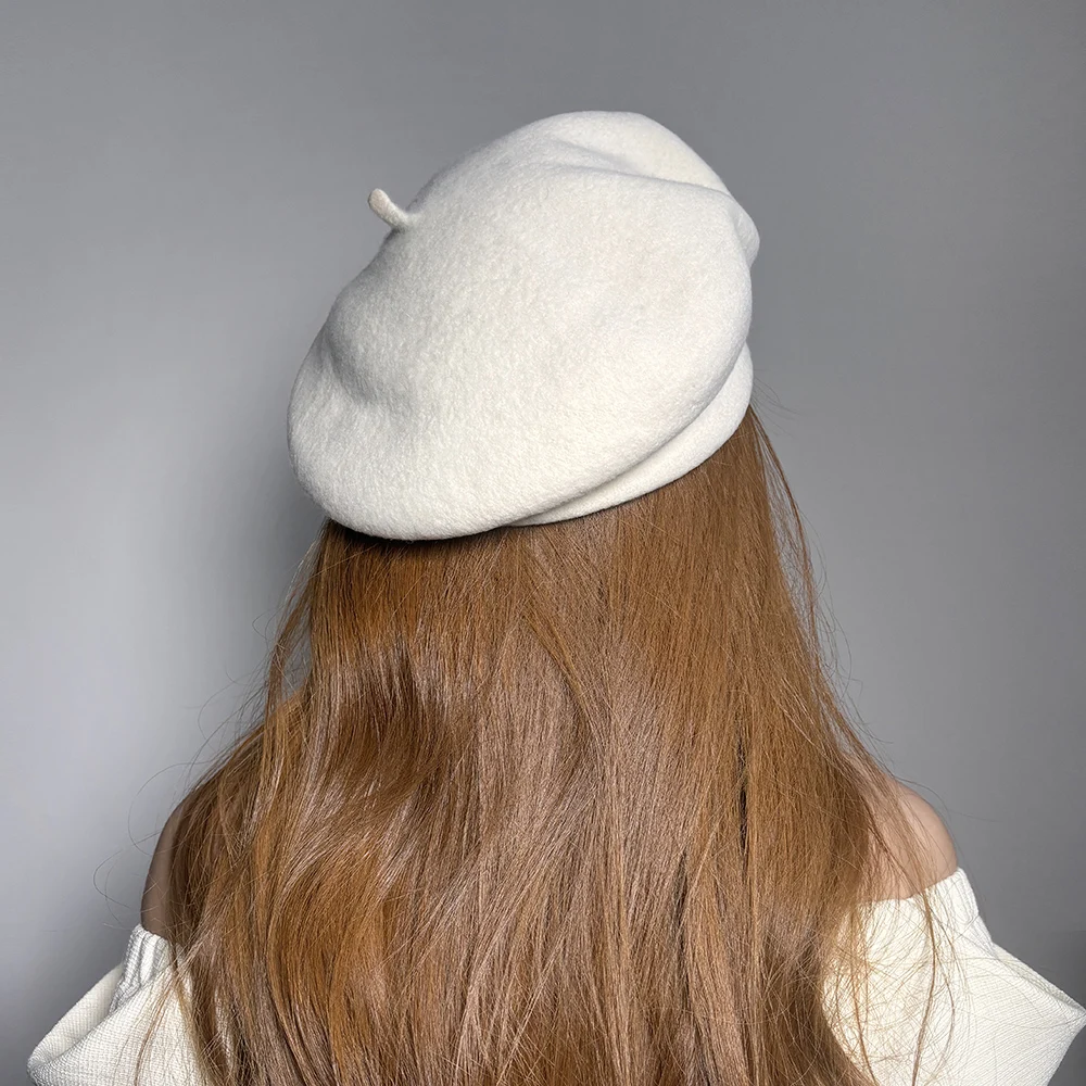 Korean Style Autumn and Winter Fashion Casual Three-Dimensional Deep-Brim Elastic Sweatband Beret Painter Hat Women's Warm Mushroom Hat Trendy