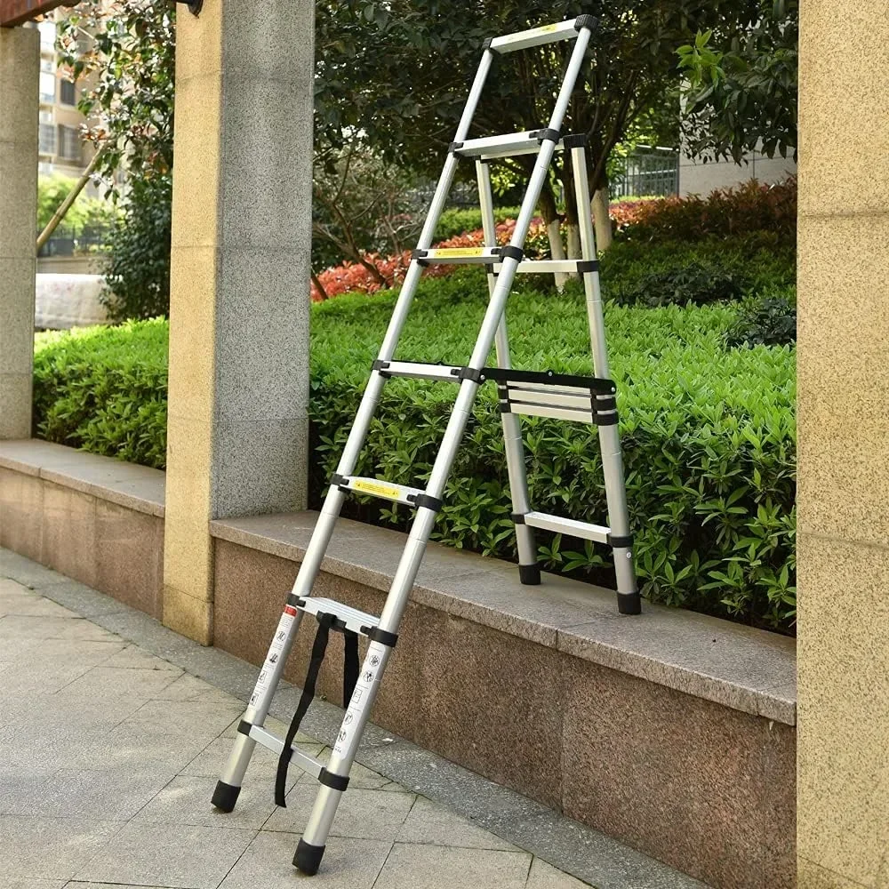 

Telescoping Ladder Aluminum Extension Step Ladder, Folding Telescopic A Frame, 5+6 Steps with Anti-Slip for Home or Industrial