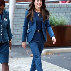 2024 Princess Kate Solid Suit Jacket Fashion Blazer Business Casual Trousers Set