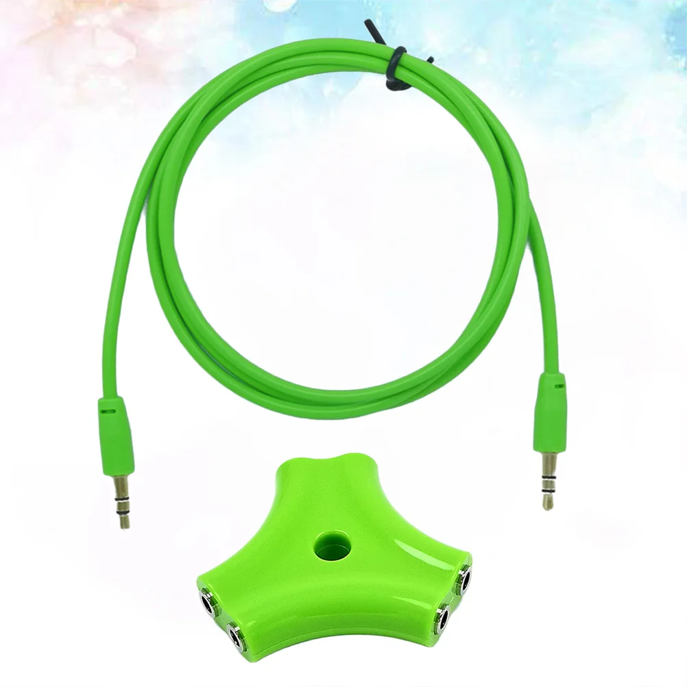 

1 to 5 Ports 3.5mm Stereo Audio Splitter with 1 Meter Cable Green Earphone Splitter Adapter for Multiple Headphones Connection