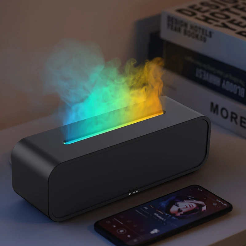 Creative Colorful Flame Aromatherapy Diffuser Follow Rhythm Spray USB Aroma Air Humidifier Remote Control Essential Oil Diffuser