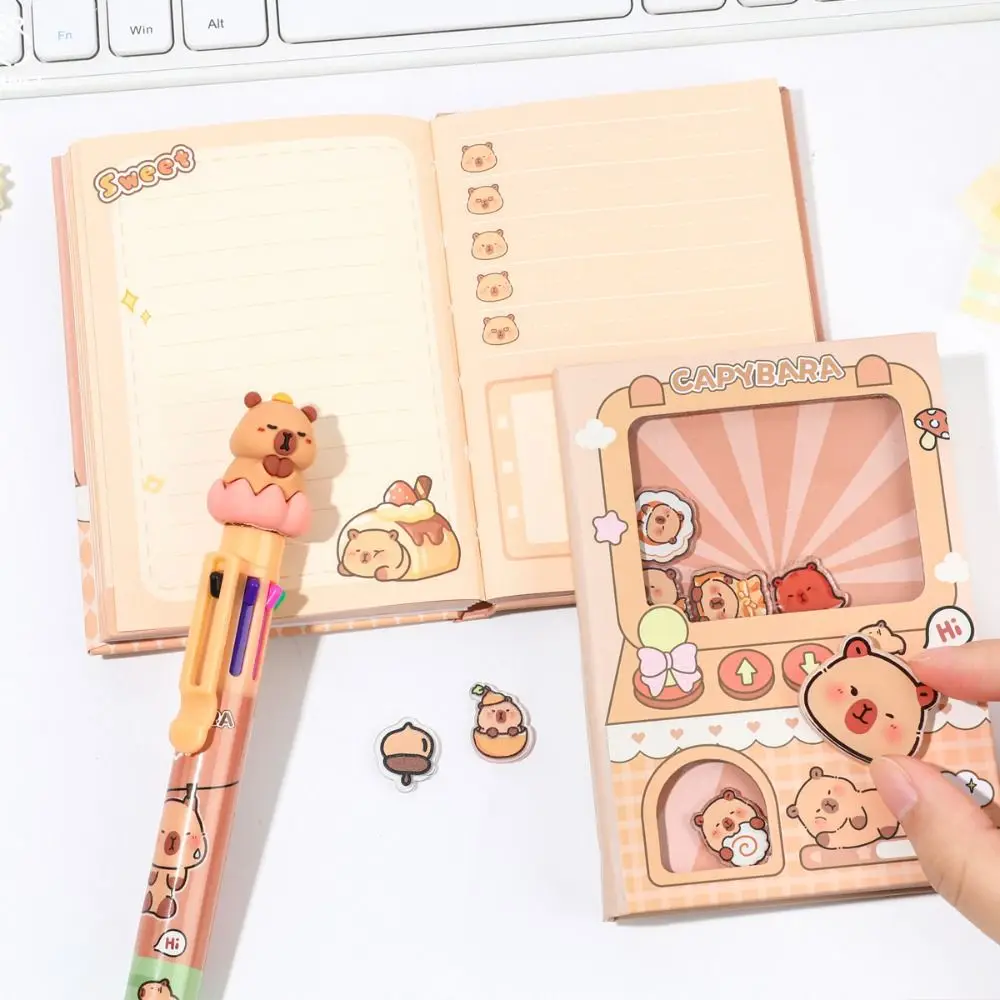 Portable Color Inner Page Capybara Notebook Gashapon Mahines Cute Small Notepad Shaking Kawaii Square Writing Pad Office
