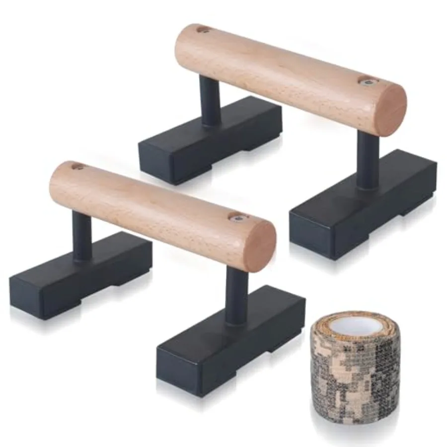 

1 Pair Wood Floor Push Up Bars for Men, Anti-slip Handstand Parallettes Bars, Strength Training Push-Up Stands for Calisthenics