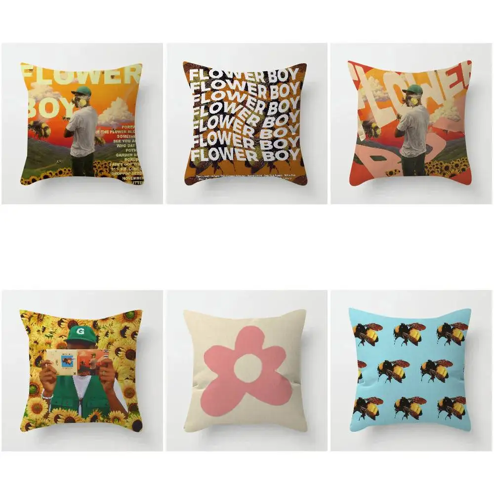 

Подушка-подарок для дома и офиса, декоративная наволочка для спальни, дивана, автомобиля, 45x45 см, с изображением рэпера Тайлера, Зе Криэйтора, Flower Boy Good