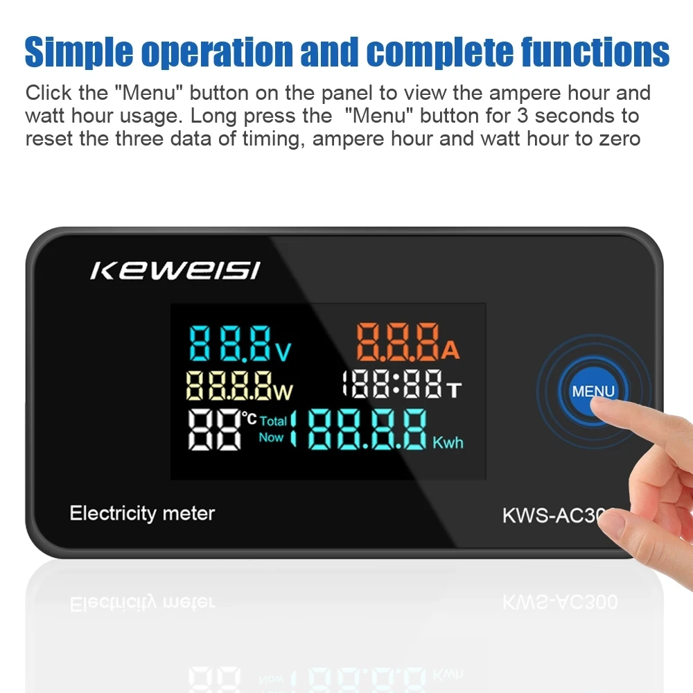 KWS-AC301 Voltmeter Ammeter AC 50-300V Power Energy Meter Digital AC Wattmeter Electricity Meter dedicated chip Power Detecor