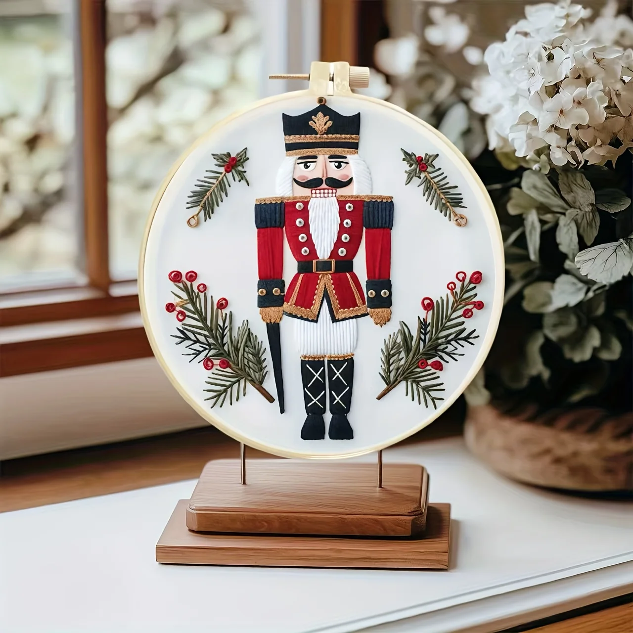 Weihnachts-Walnuss-Soldat, handgesticktes DIY-Material-Set, mit einem englischen Anleitungsanleitung, das einfach und leicht zu lernen ist. – Detail 6