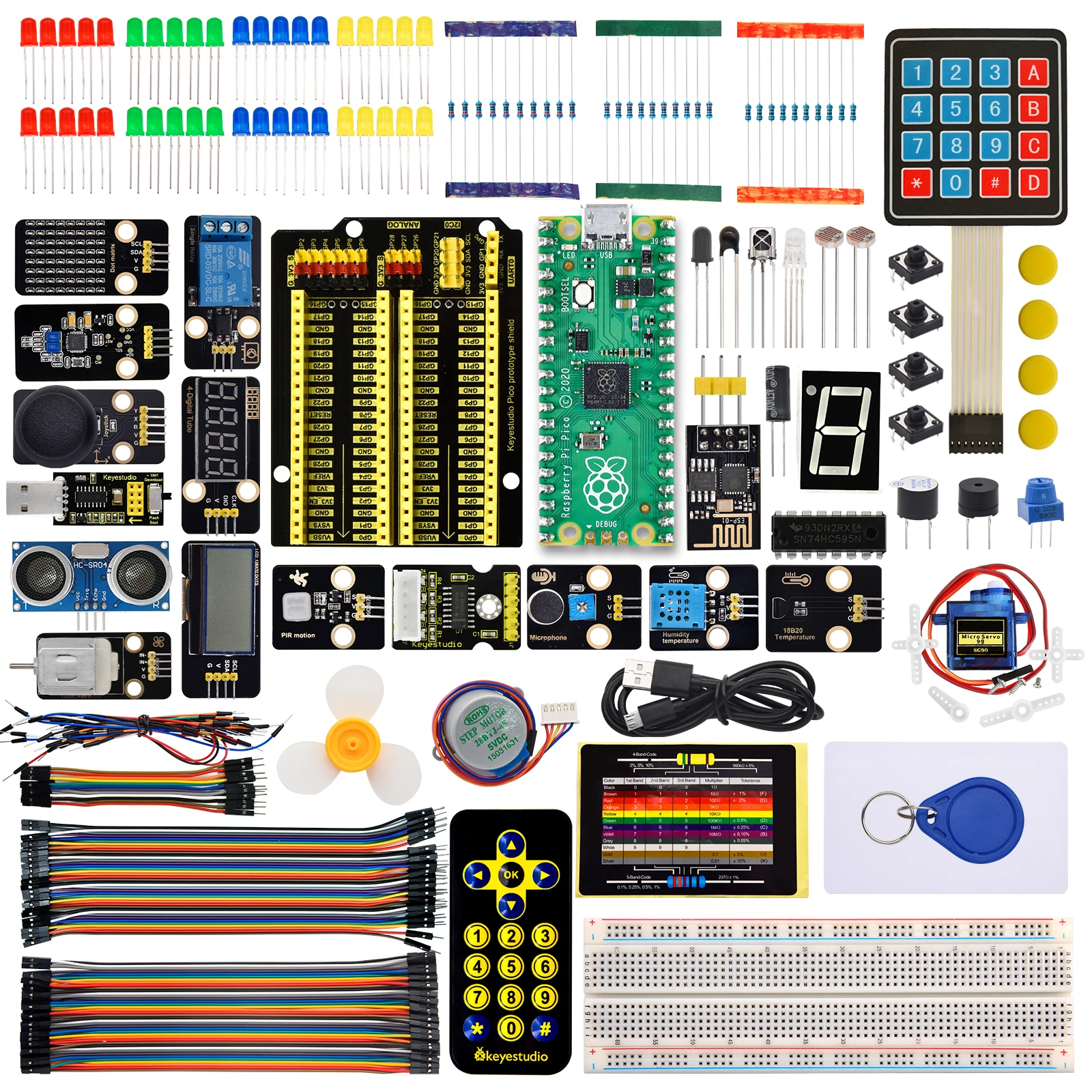 Keyestudio Raspberry Pi Pico Super Starter Kit+104 Projects Tutorial for Raspberry Pi  Pico Programming Support Arduino C&Python