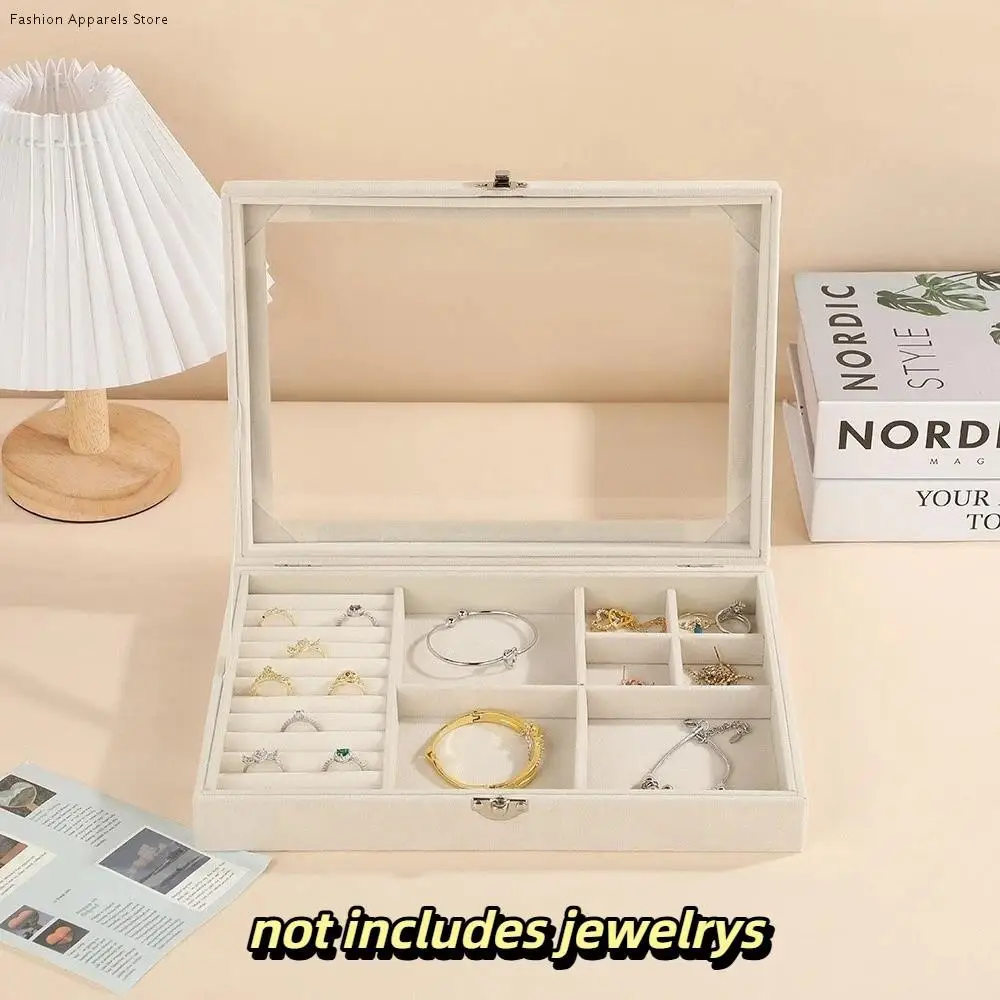 

Portable Solid Color Mirror Jewelry Box Detachable Lightweight Jewelry Storage Case Large Capacity Necklace Storage Box Vacation