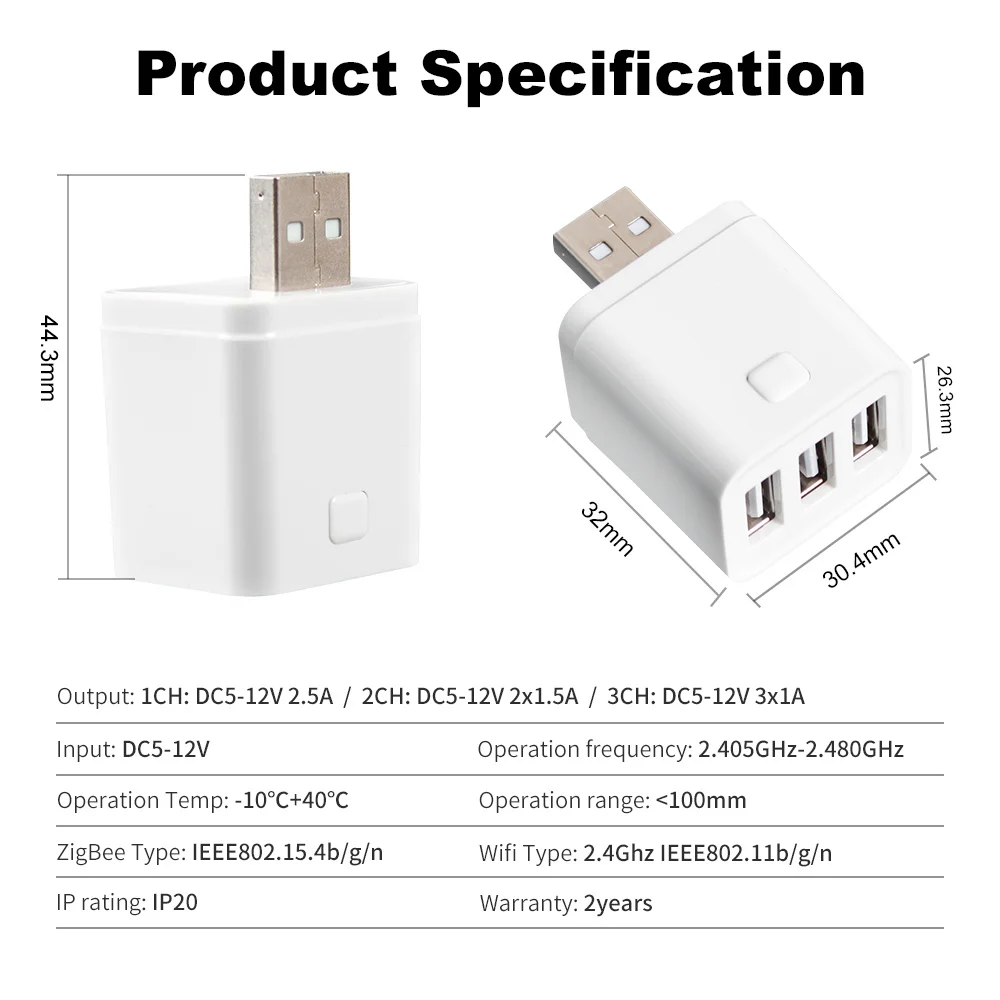 Smart Zigbee WIFI Micro USB Adaptor Switch 5V Mini 1 2 3 USB Power Adaptor APP Timing Control Works with Alexa Google Home Tuya