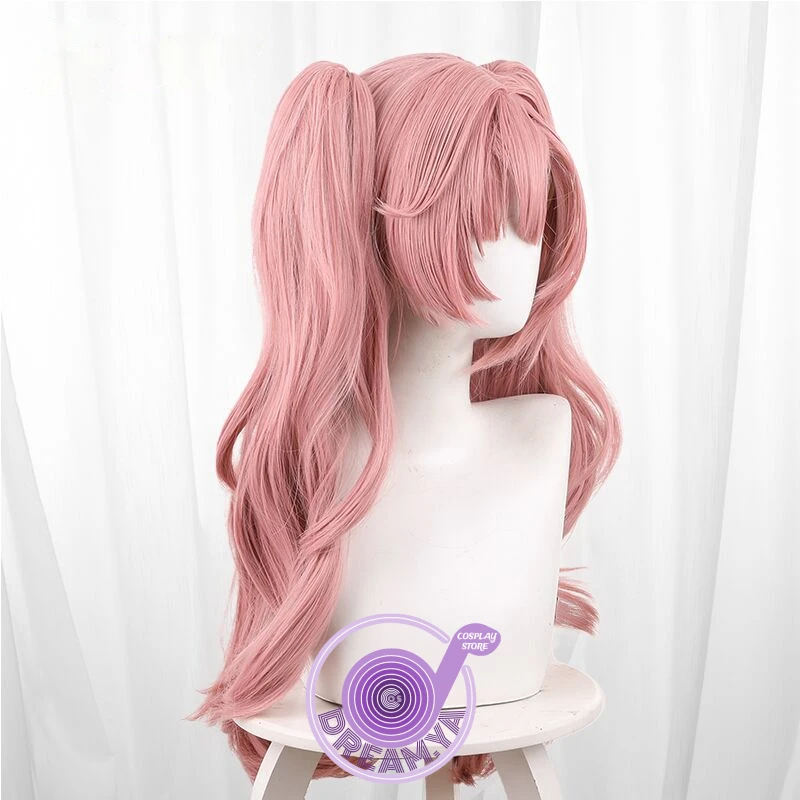 Nicole Demara Cosplay Wig Zenless Zone Zero ZZZ Pink Long 70cm Ponytail Heat Resistant Synthetic Hair Halloween Bow + Wig Cap