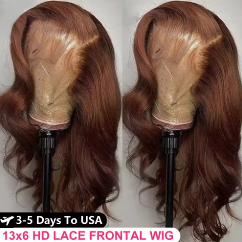 

Chocolate Brown 13x4 HD Lace Front Human Hair Wigs For Women Brazilian Body Wave 13x4 Full HD Lace Frontal Wigs 100% Human Hair
