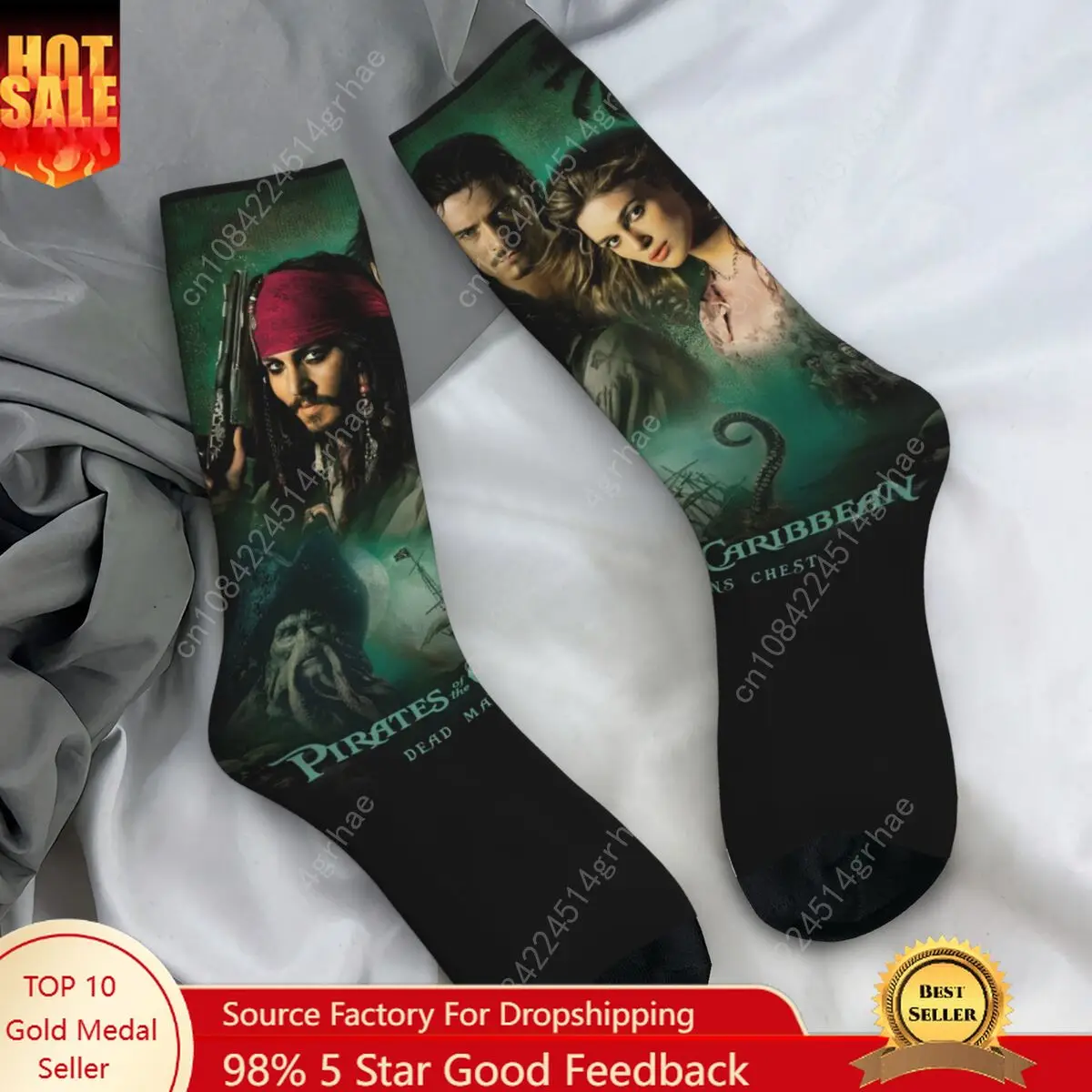 

Men Socks Pirates Of The Caribbean Jack Sparrow Stockings Spring Harajuku Quality Socks Graphic Running Anti-Slip Socks