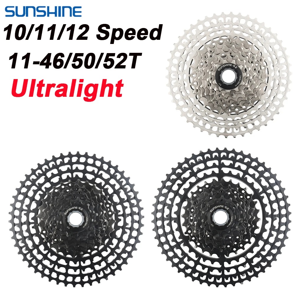 SUNSHINE Mountain Bike Cassette Ultralight 10/11/12 Speed MTB HG Freewheel 11-46/50/52T Sprocket Bicycle Flywheel Ultra-light