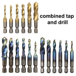 Hex Shank Titanium Plated HSS Schroefdraad Metrische Tap Boren Schroef Machine Compound Tap M3 M4 M5 M6 M8 M10 Handgereedschap