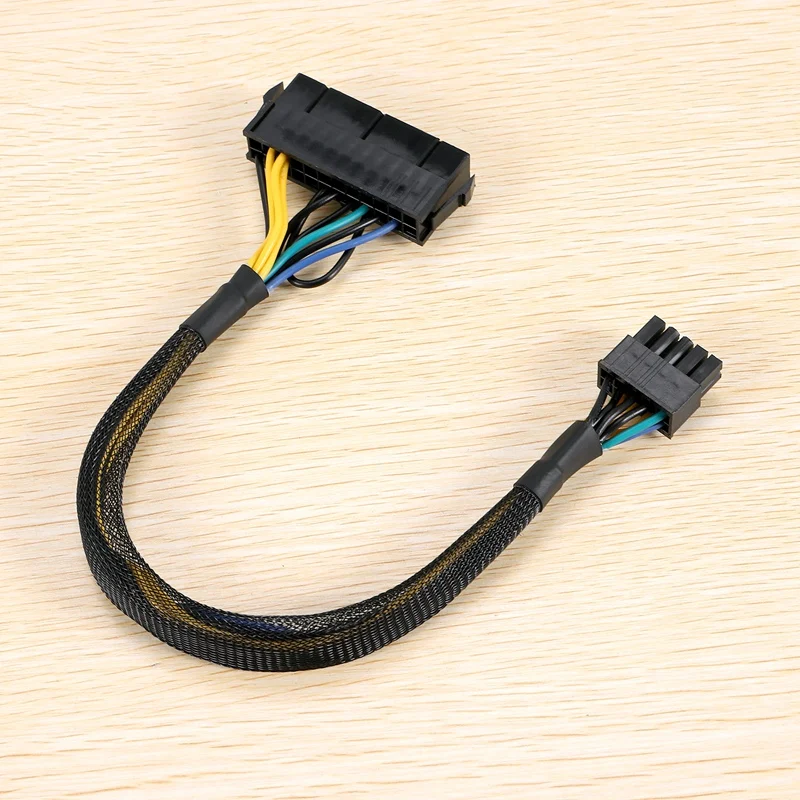 Adaptor daya utama 24 Pin ke 10 Pin ATX PSU kabel lengan kepang untuk IBM untuk Lenovo PC dan server 12 inci (30Cm)