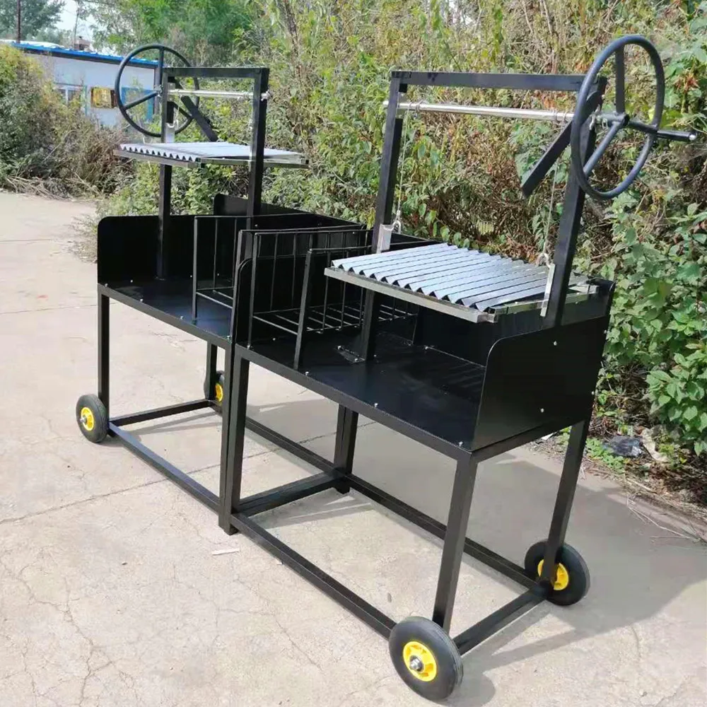 Commercial Split Double Argentine Parrilla BBQ Grill with Two Hand Wheels