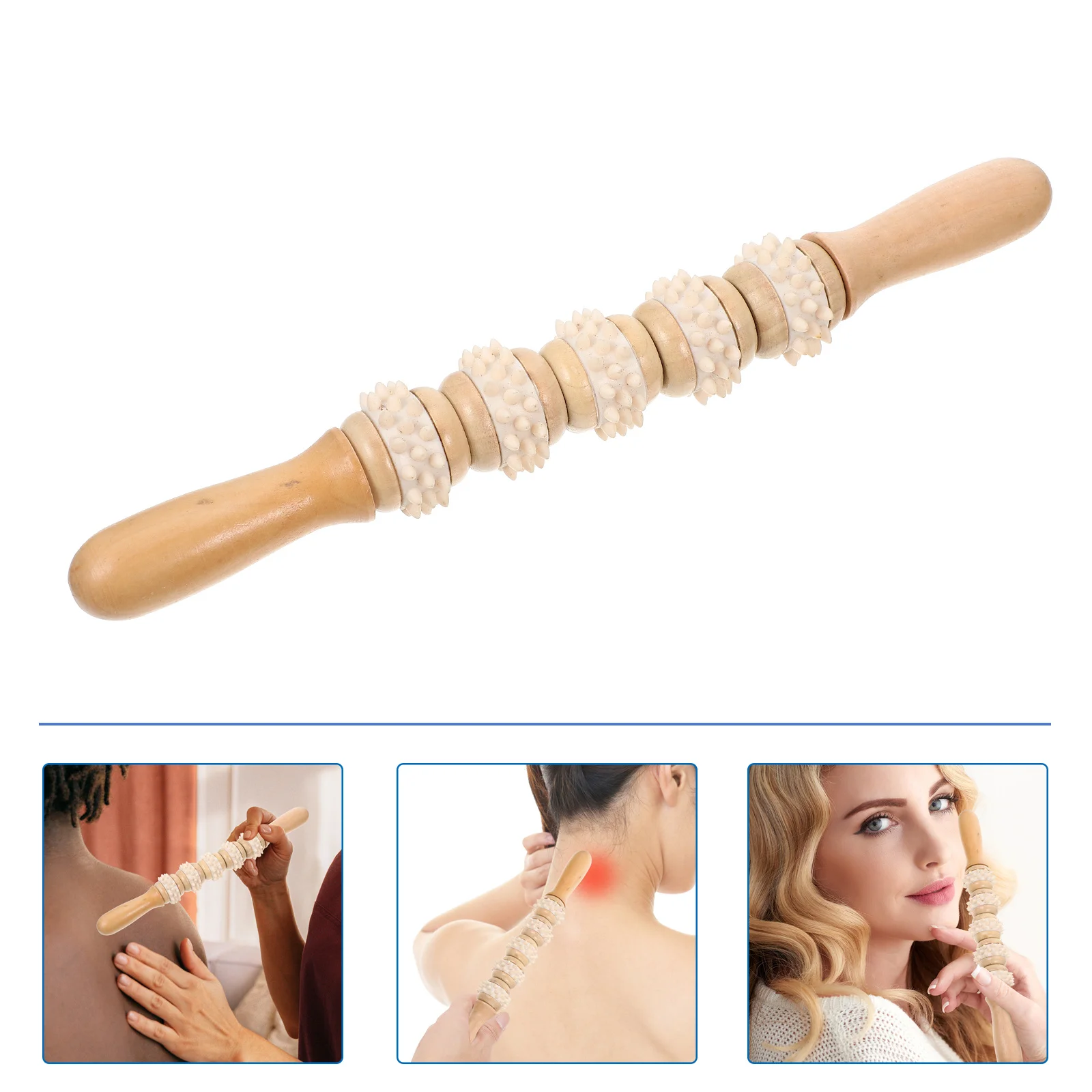 

Wooden Rolling Massage Stick Body Roller for Stress Relief Back Massaging Tool Foot Circulation Therapy Body Roller