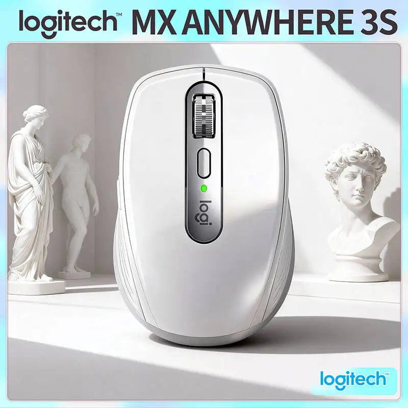 Logitech MX Anywhere 3S Wireless Bluetooth Mouse 8000 DPI Silent Rechargeable Portable Ergonomic for Laptop Office Gaming PC