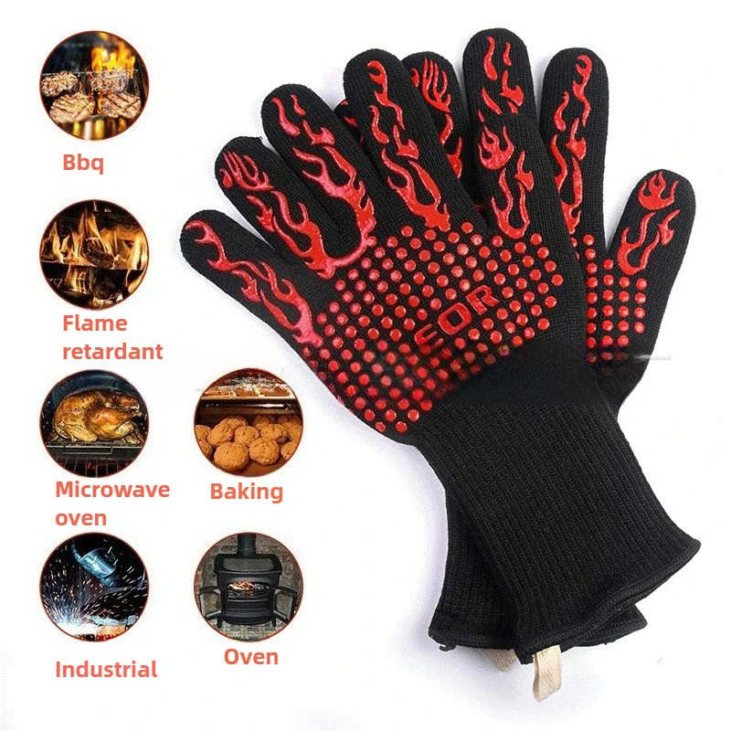 BBQ Gloves Silicone Heat Resistant 800 Anti Scald Oven Microwave Cooking Grill Kitchen Mitts
