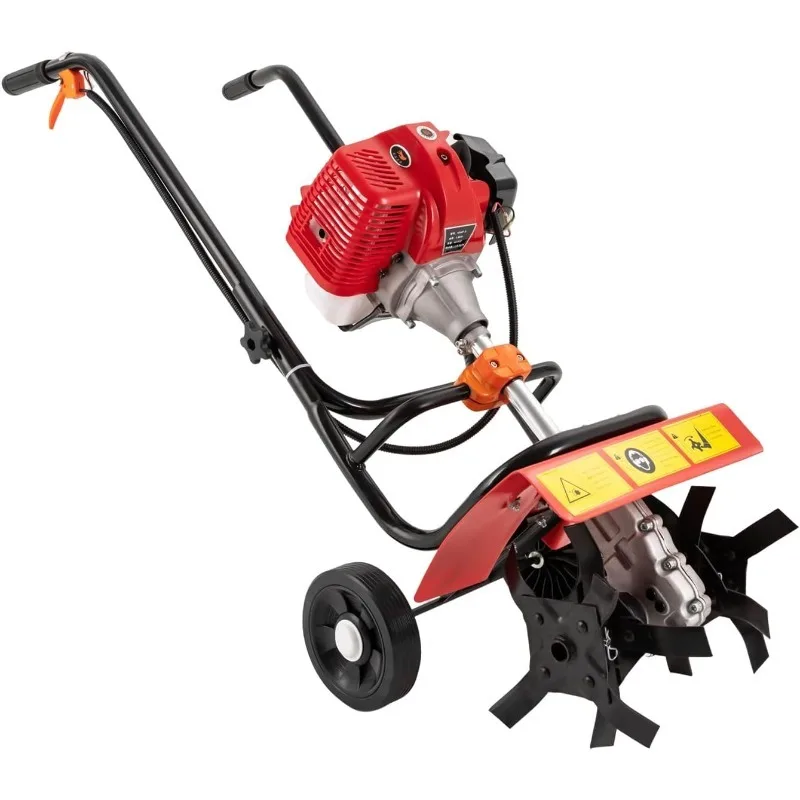 

YIYIBYUS Mini Tiller Cultivator 52CC 2-Stroke Gas Powered Engine Machine Handheld Tiller Cultivators 1.9kw Air-Cooled Mini Weedi