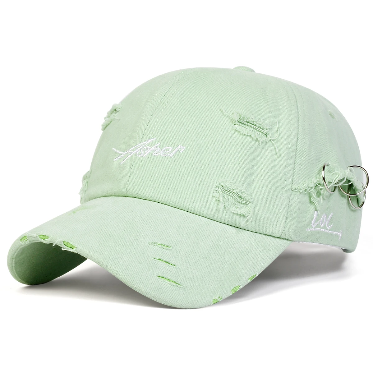 Unisex Asher Stickerei Loch-Eisenring Baseballkappen Frühling Herbst Outdoor Sonnenschutz Hut Verstellbare Lässige Trucker-Mützen – Detail 10
