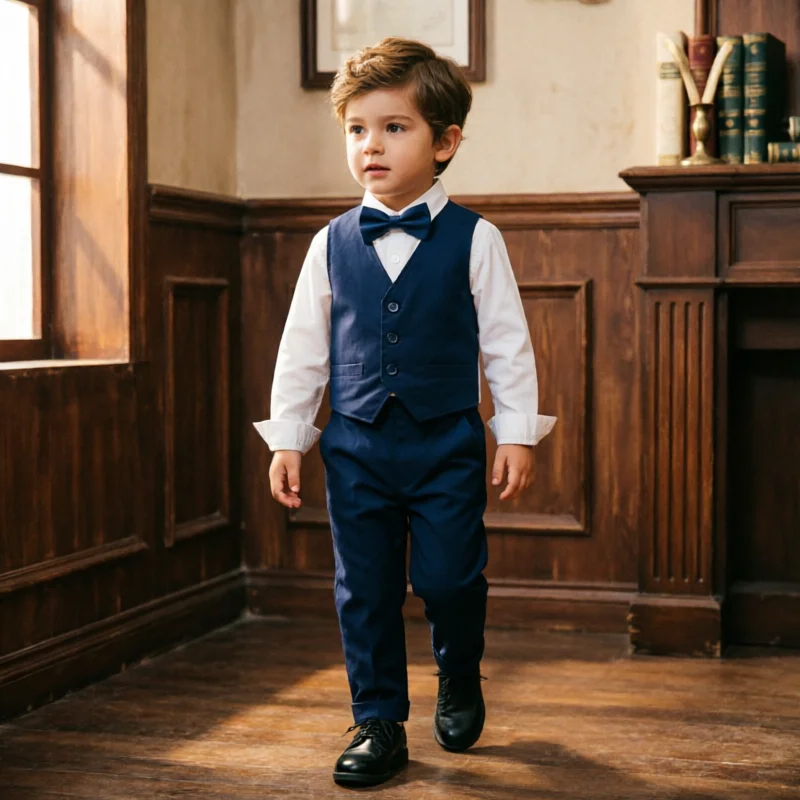 Boys Formal Dress Suit 3 Piece Gentleman Vest Shirts Pants Set Kids Wedding Party Outfit Baby Birthday Photograph