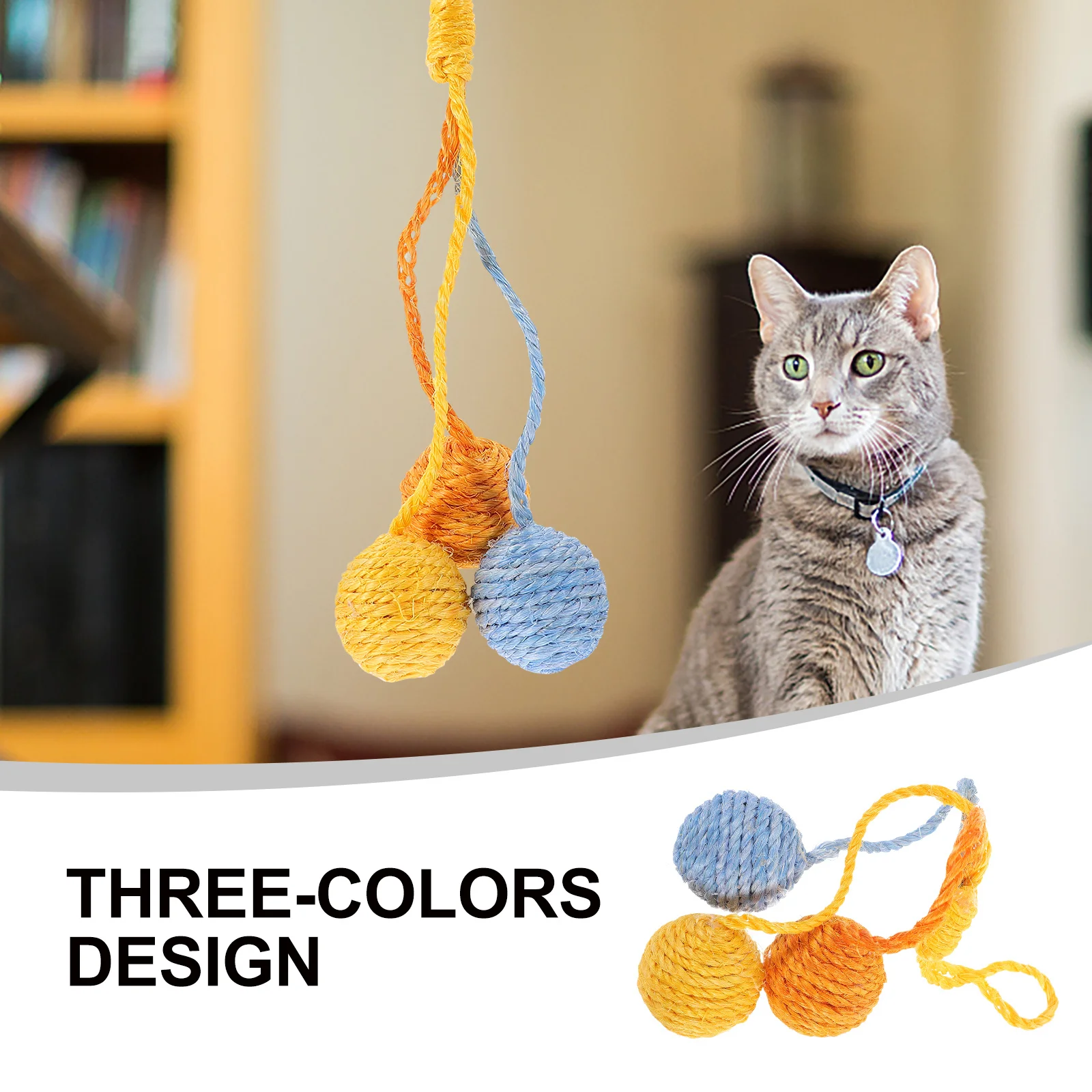 

2Pcs Hanging Sisal Cat Ball Interactive Indoor Chase Ball Entertainment for Kitten Small Apartment Play Chase Balls for Cats