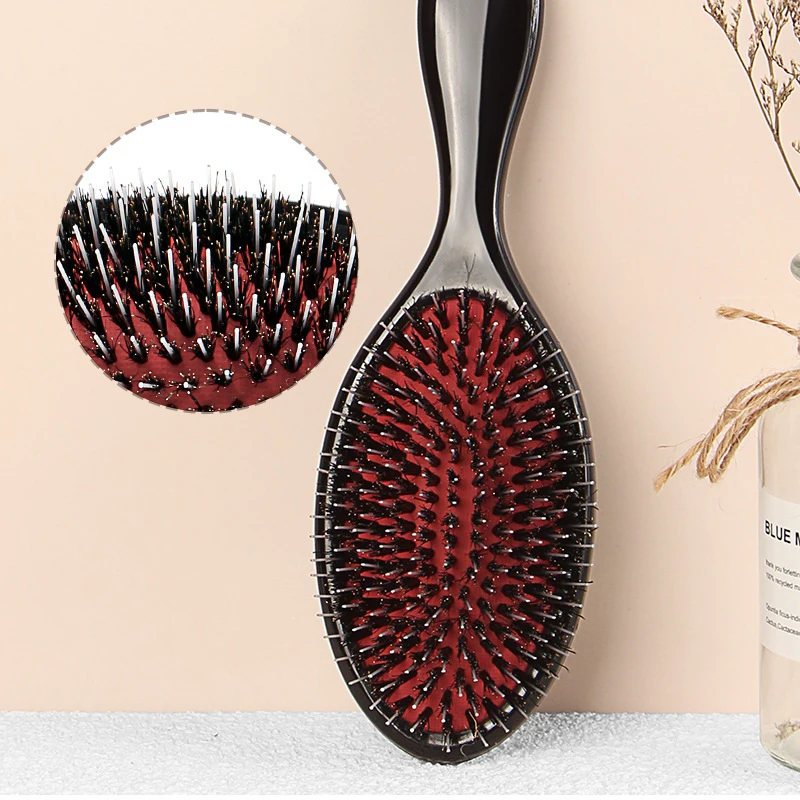 1PC Oval Boar Bristle & Nylon Hair Comb Mini Anti-static Hair Scalp Massage Comb Hairbrush Salon Hair Brush Styling Tool