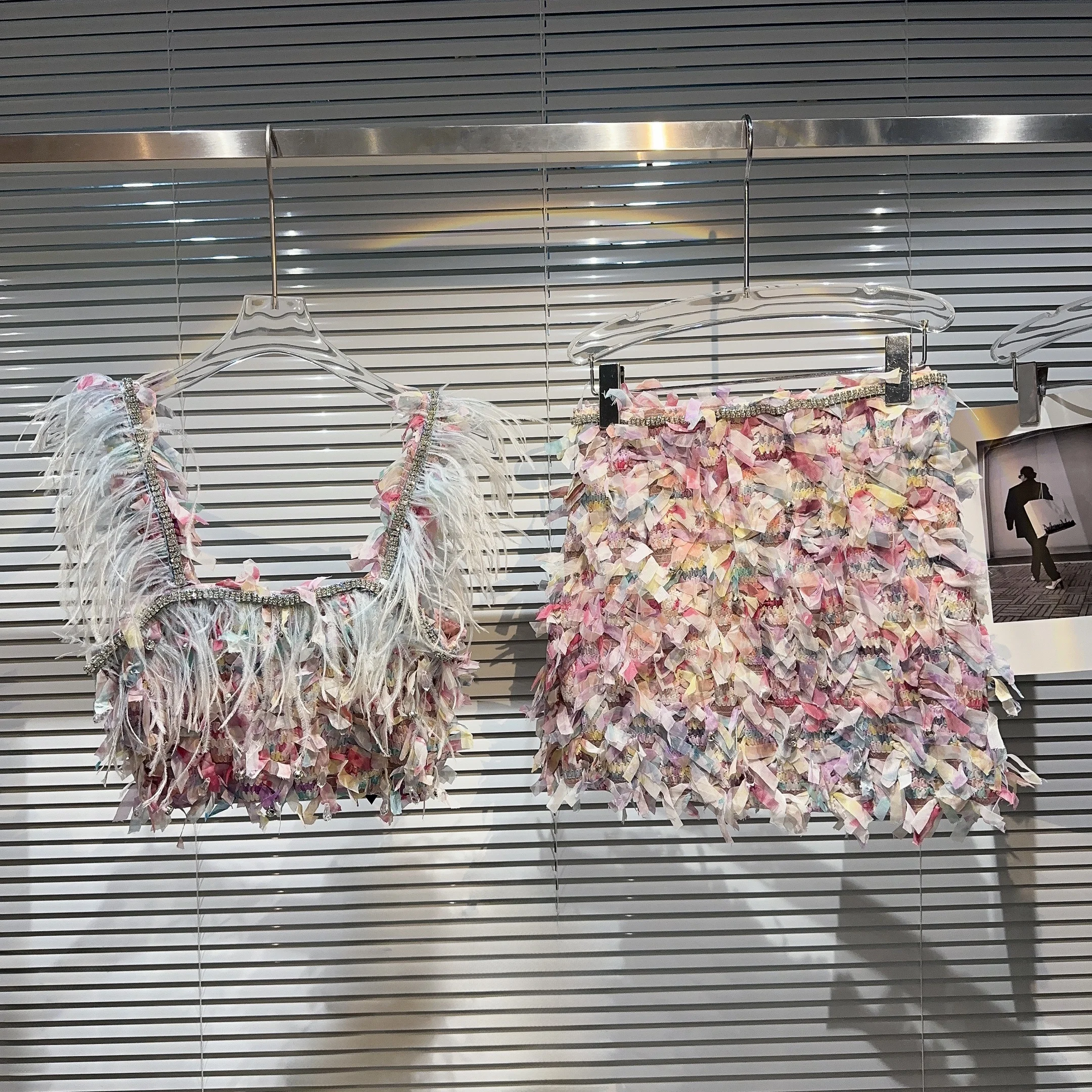 

High-End Summer 2025 Sequin Trim ort Skirt Set for Women Luxury Faion Two-Piece Suit Ele Lady's Ensemble