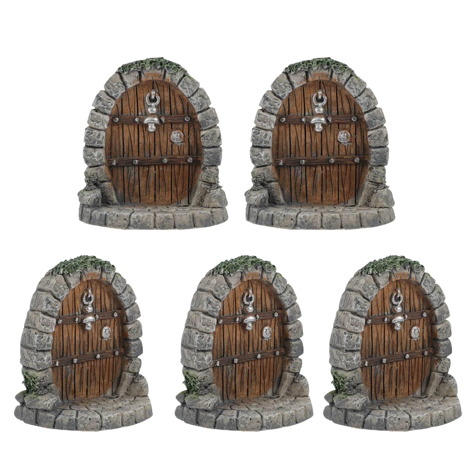 

5pcs Fish Tank Micro Landscape Accessories High Quality Resin Mini Door Garden Plant Pot Decorations for Crafts Table Desk