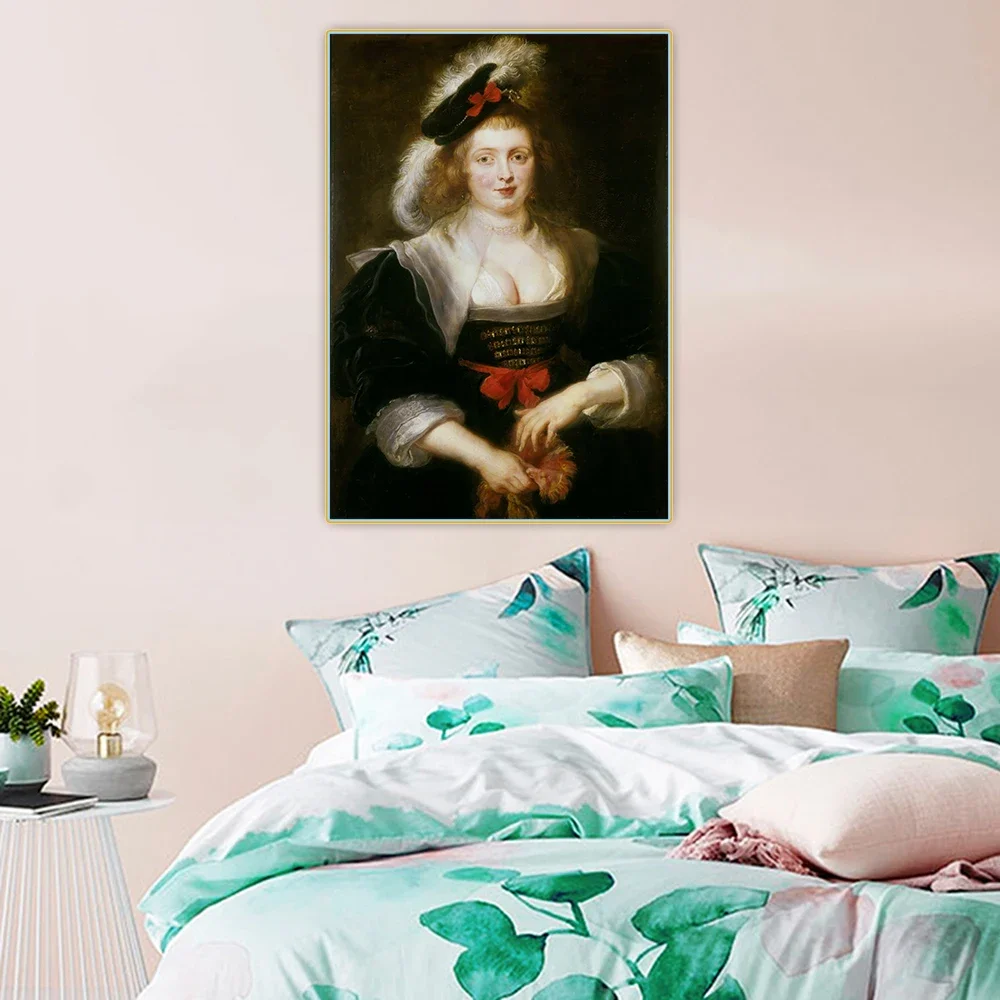 Citon Peter Paul Rubens《Portrait of Helene Fourment with Gloves》Canvas Oil Painting Wall Background Decor Home Decoration