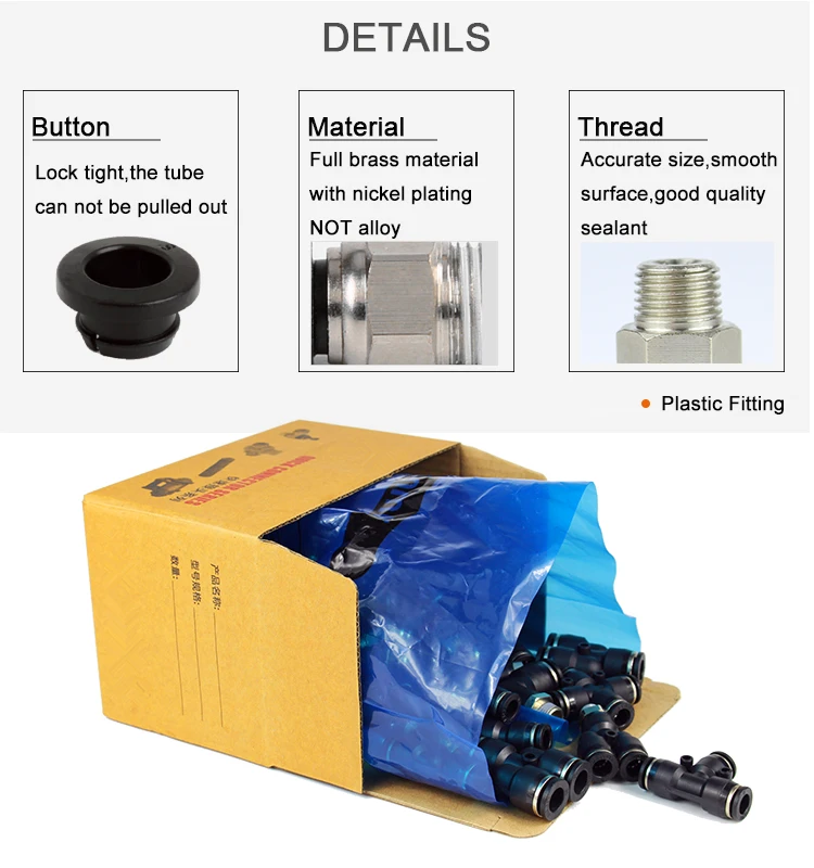 Raccordi aria in plastica da 1/8-1/2 pollici 4mm-12mm, connettori rapidi PC/PCF/PB/SL per sistemi pneumatici e compressori