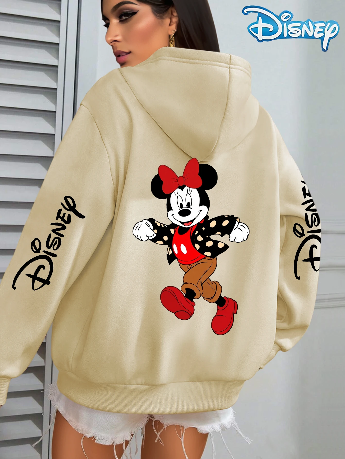 

Women's Disney Mickey Mouse Pattern Hoodies Streetwear Oversized Unisex Sweatshirts Autumn and Winter Fleece Casual Versatile