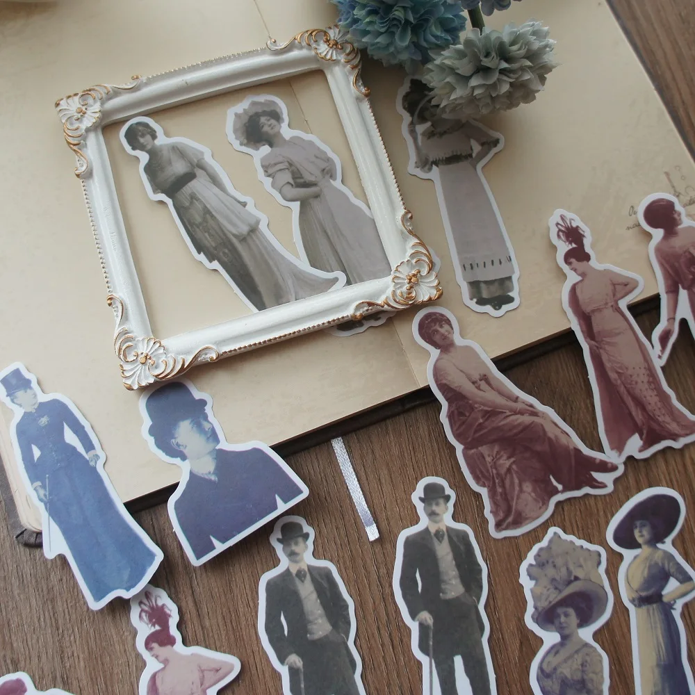 

28pcs 20th Century Nobility Lady and Gentleman Children Paper Sticker Scrapbooking Background DIY Decoration Tag