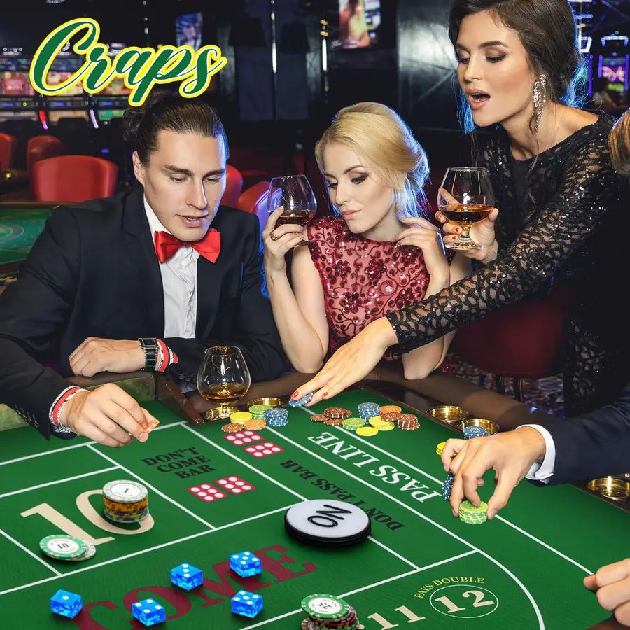 مجموعة ألعاب Craps Tabletop، تتضمن حصيرة تخطيط سطح الطاولة من المطاط مقاس 35 × 70، نرد من درجة الكازينو AAA مقاس 19 مم، وأزرار تشغيل 3 بوصة