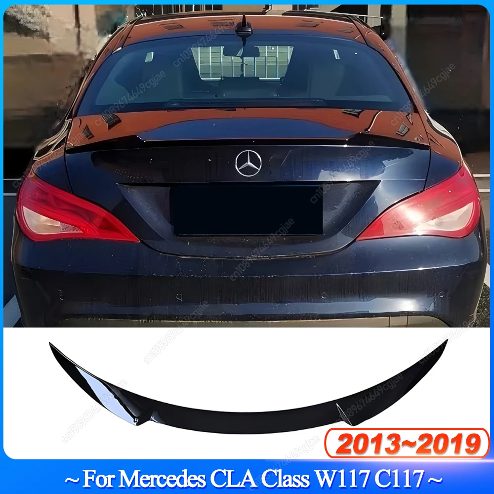 Для Mercedes Benz CLA Class W117 C117 CLA200 220 250 260 45 AMG 2013-2019 Седан Задний Спойлер Крыло Тюнинг Кузовной Обвес ABS Глянцевый Черный