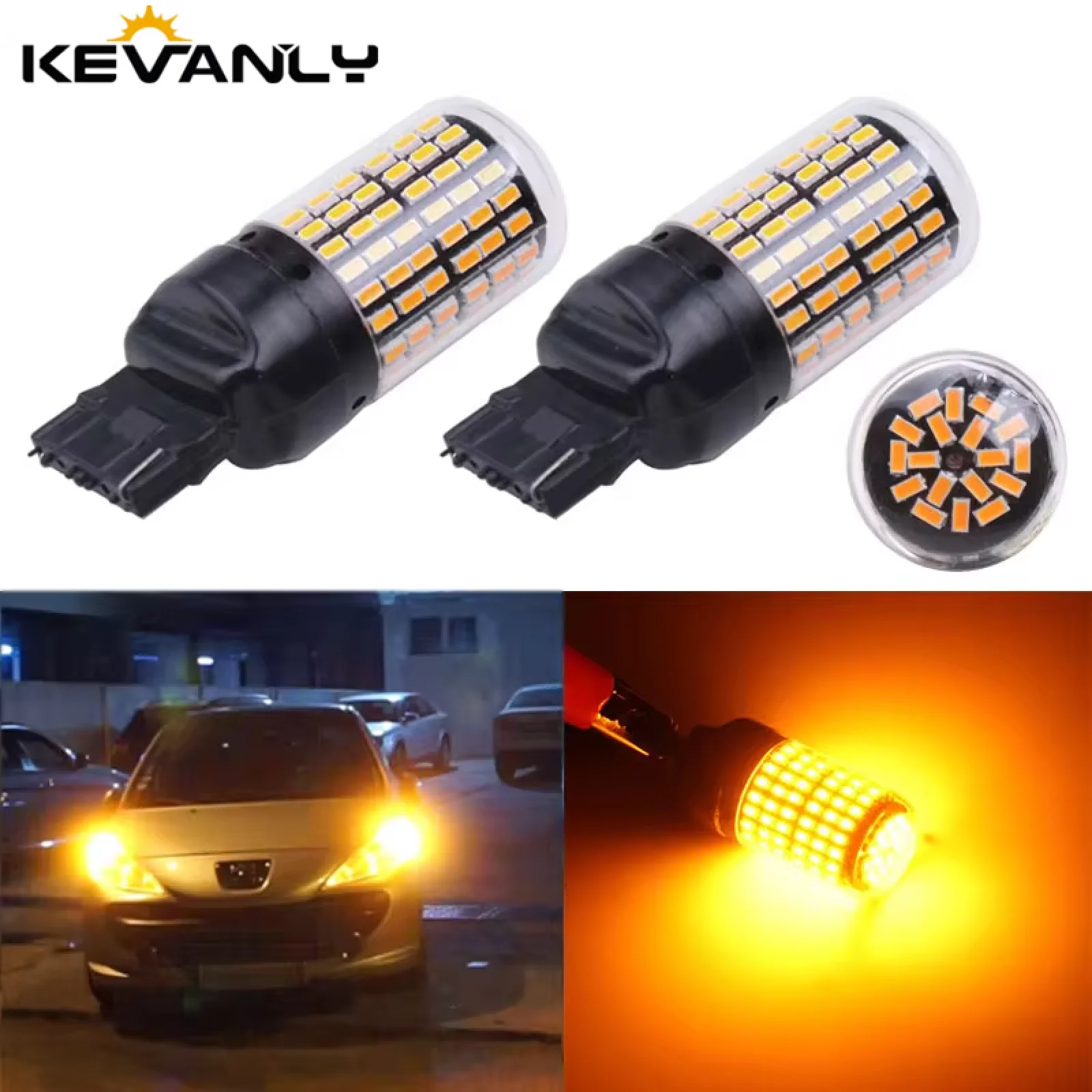 

RXZ 2pcs Amber BAU15S py21w BA15S T20 7440 1156 S25 LED 3014 144 Smd Bulbs For Car Turn Signal Lights Brake lamp canbus white