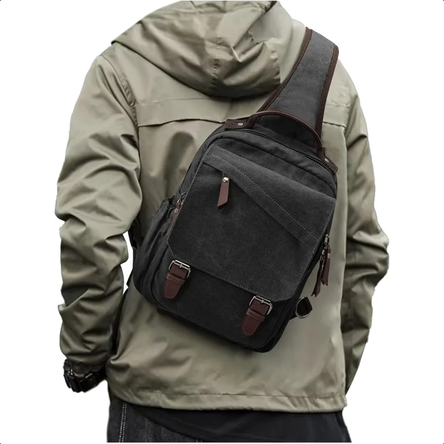 

Menger bag for MenSmall Sling Crossbody Backpack Shoulder Bag for Men Women canvas Strap Backpack Sling Bag