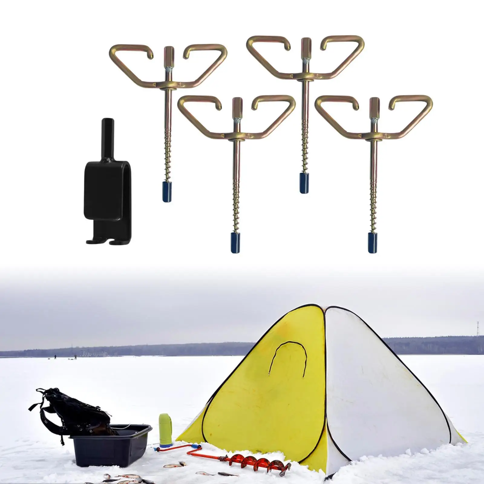 

4 Pieces Ice Fishing Anchors Ice Shanty Anchors Ice Anchor Tool Heavy Duty Practical Ice Fishing Shelter Anchor Tent Stakes