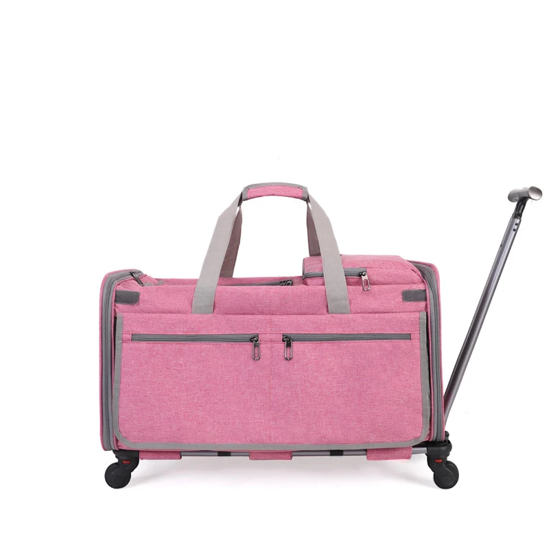 

Large Capacity Rolling Pet Carrier Portable Dog Cat Wheeled Backpack Travel Carrying Bag Great for Car Trip Outdoor Camping Use
