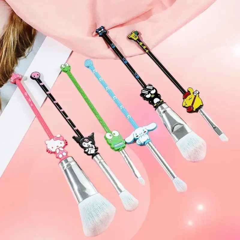 Miniso Melody Kuromi Makeup Brushes Set Sanrio Cartoon Eye Shadow Girl Women Cosmetic Brush Blush Beauty MakeUp Kawaii Tool Bag