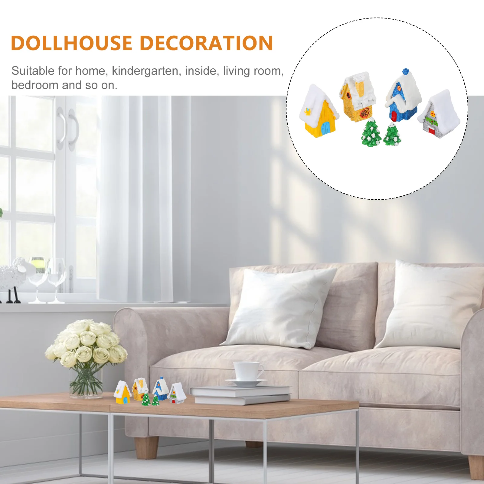 

6Pcs Christmas Miniature Resin Ornament Classic Theme Home Decoration Holiday Set Mini Christmas Ornament