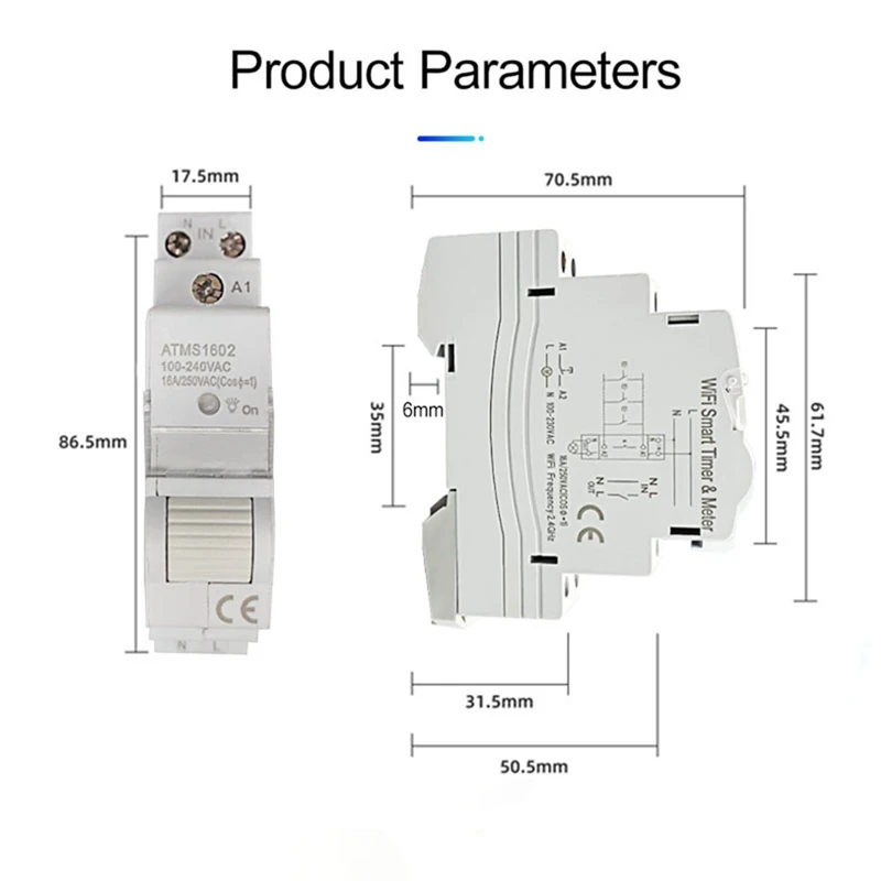 Tuya Wifi Leistungs schalter Din Rail Smart Meter 16a Schalter Timer einphasig mit Energie monitor funktioniert mit Alexa Home