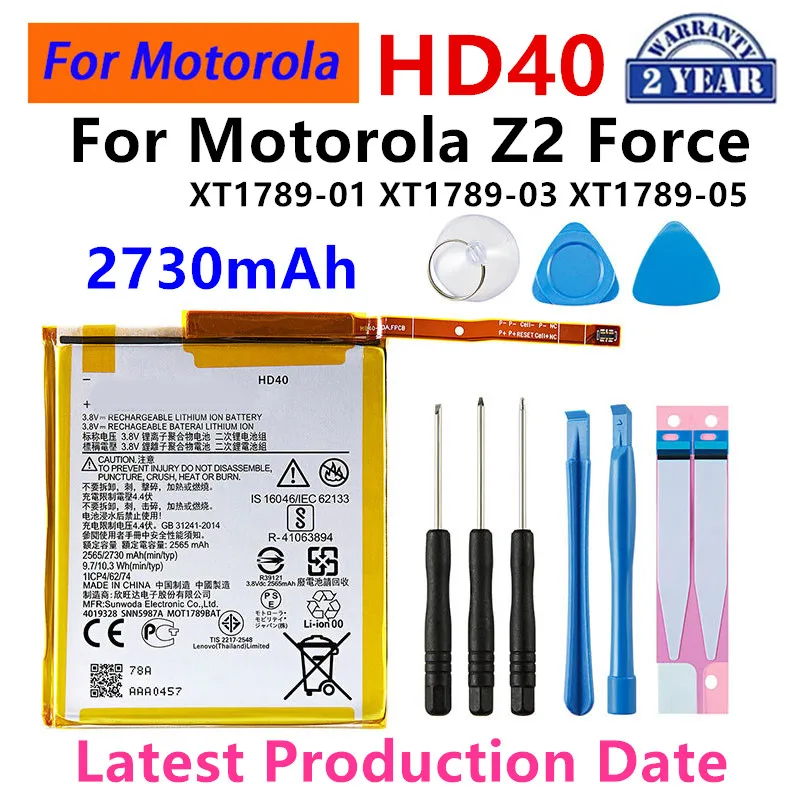 

100% Original HD40 2730mAh Battery For Motorola Moto Z2 Force XT1789-01 XT1789-03 XT1789-05 Mobile phone Batteries+Tools