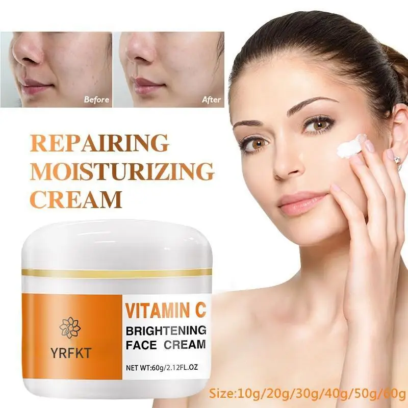 Crema iluminadora con vitamina C al 2022, crema blanqueadora Para manchas negras, desteñida repara la piel, pecas y melanina