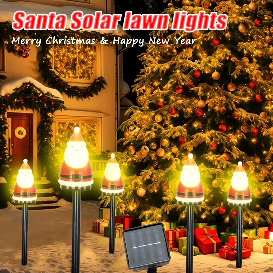Christmas Solar LED Lights Santa Claus Tree Garden Decoration Waterproof Light Outdoor Post Lamp Lawn Landscape Led Solar Light